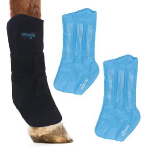 NEWGO Horse Ice Pack Reusable Horse Leg Wrap for Injury, Cooling Horse Knee Wrap Full Coverage Leg Ice Boot Cold Pack 1 Wrap with 2 Gel Packs for Knee, Legs, Boots, and Hooves