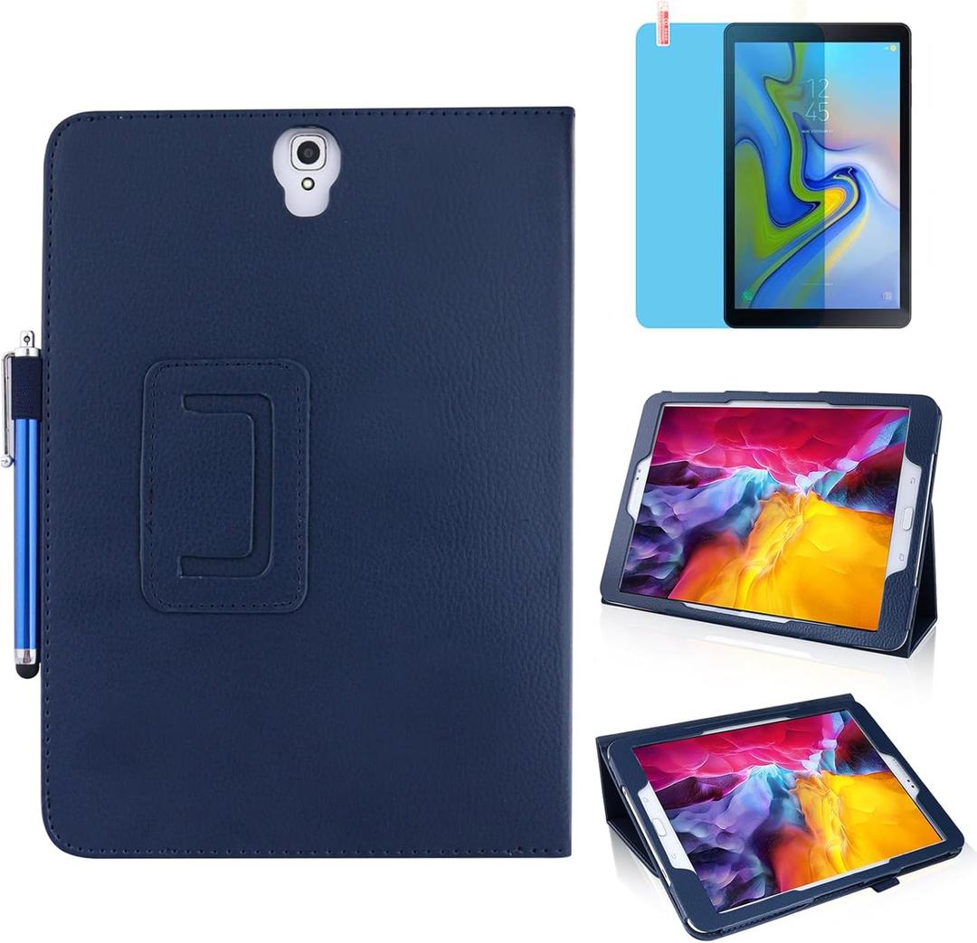 Slim Leather Case for Samsung Galaxy Tab S4 10.5 Inch 2018 (SM-T830 T835 T837), Multi-Angle Stand Full-Protective Tablet Cover Book Case with Stylus Pen,Screen Film (Blue)