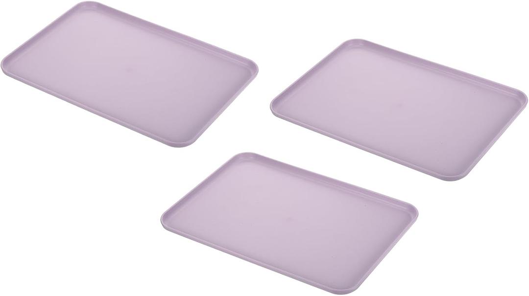 PATIKIL 15x11 Fast Food Tray, 3 Pack PP Plastic Reusable Multi-Purpose Non-Slip Rectangle Serving Tray for Cafeteria Restaurant Home Kitchen, Purple