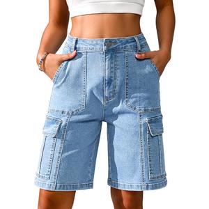 Bermuda Cargo Denim Shorts for Women Knee Length S