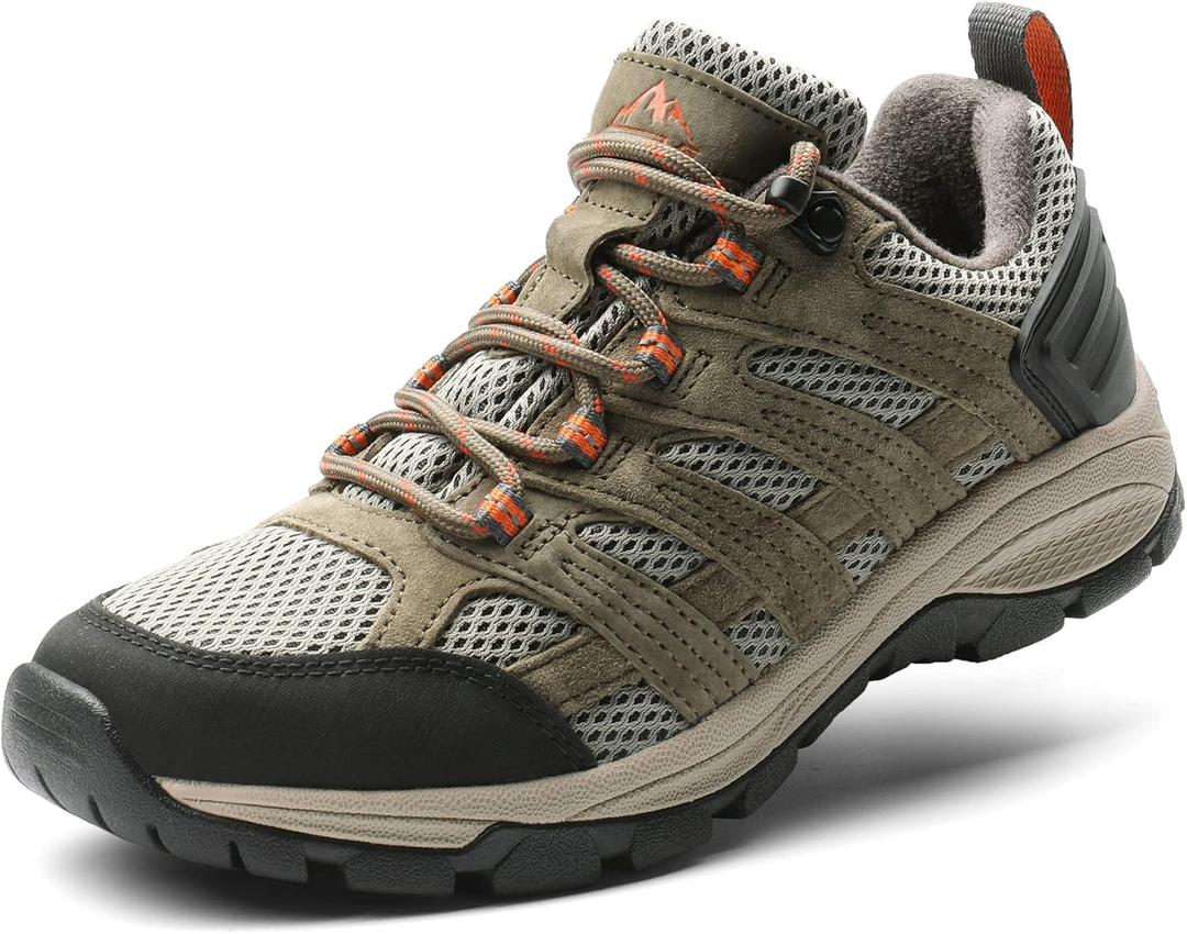 NORTIV 8 Women's Hiking Shoes Lightweight Breathable Mesh Walking Sneakers Outdoor Work Shoes Wander (9, Khaki)