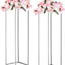 MECCANIXITY Wedding Flower Stand Vase Column, Metal Flower Stand 31.5 Inch Tall Flower Rack Silver Tone for Wedding Party Dinner Centerpiece Decorations, Pack of 2