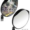 QWORK 2 Pack 12" Adjustable Convex Security Mirror - Wide Angle View for Indoor & Outdoor Use - Safety Mirror for Driveway, Garage, Store and Office - Weather Resistant Acrylic Material, with Screws