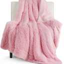 Bedsure GentleSoft Fuzzy Sherpa Faux Fur Twin Blanket Pink Cozy Gifts for Women Men, Soft Fleece Plush Warm Minky Thick Blanket Twin Size for Bed, Couch, Room Dorm Essentials Pink Decor Gifts, 60x80