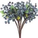 M METERXITY 6-Pack Artificial Berry, 9.8 Inch Faux Holly Berry Foam Faux Frosted Berries with Stems for Home/Wedding/Christmas/DIY/Party/Garden/Office [Blueberry]