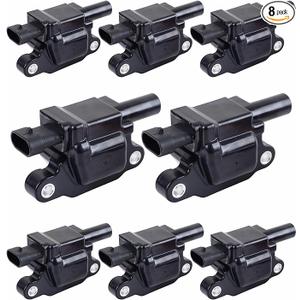 Set of 8 Square Ignition Coil Pack Fits for 5.3 V8 2007 2008 2009 2010 2011 Chevy Silverado 1500 Avalanche Tahoe Suburban GMC Yukon Sierra Coils 5.3L UF413 12570616 (UF413 black)