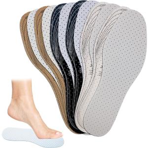 6 Pairs Unisex Breathable Shoe Insoles Inserts Double Layer Latex Foam Perforated Insole Cushioning Walking Comfort Replaceable Insoles for Men 5-11 Woman 2-8(Black, White, Brown)