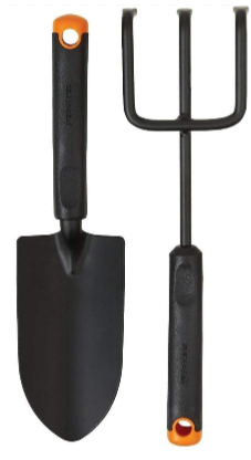 Fiskars 2-Piece Garden Tool Set - Trowel, Transplanter, Cultivator, Rust-Resistant Steel Heads, Ergonomic Handles for Planting, Digging, and Aerating Soil (1 Pack)
