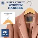 ZOBER High-Grade Wooden Hangers - Heavy Duty, Non Slip Wood Hangers for Coats, Jackets, Suits, & Pants - Clothes Hangers for Closet W/Bar and Notches 20 Pack