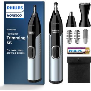 Norelco Philips Nose Trimmer 5000 for Nose, Ears, Eyebrows Trimming Kit, NT5600/62 (Latest Version)