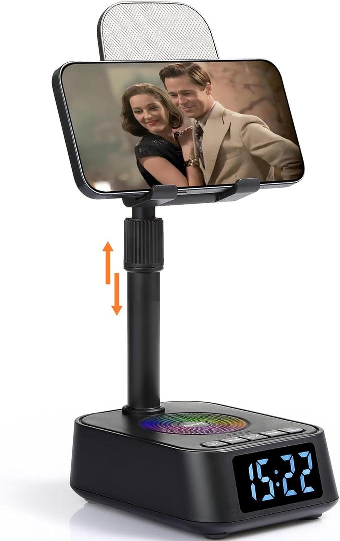 ASEAT Gifts for Men Women, Adjustable Phone Stand Bluetooth Speaker, Birthday Gifts Him Husband, Phone Holder for Kitchen Desk Bedroom, Cool Tech Gadget for Dad Mom Boyfriend, Christmas Ideal