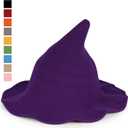 Halloween Witch Hat for Women - Adults Black Witch Hats Costume Accessory for Party Cosplay, Modern Wool Witches Cap (Purple)