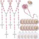 Tondiamo 12 Pcs First Holy Communion Rosaries Necklace Bead Scented Baptism Rosaries Divine Jesus for Guest Religious Event Baptism Party Favor Memorial Gift