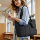 LOVEVOOK Puffer Tote Bag for Women Quilted Work Tote Handbags with Zipper 15.6 inch Teacher Nurse Bags for Office