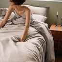 Bedsure Cooling Duvet Cover Queen Size, Cotton & Rayon Derived from Bamboo Blend Duvet Cover Set for Hot Sleepers,Ultra-Soft, Breathable & Lightweight Home Bedding for All Seasons (Khaki,90"x90")