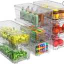 8 Pack Stackable Storage Drawers, Clear Storage Bins with lids and 4 Sets of Partitions, Acrylic Pull Out Drawers Organizer Storage for Home, Office, kitchen, School, Pantry Organizer