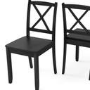 Giantex Wood Dining Chair 1Pcs, Armless Kitchen Chair w/Rubber Wood Legs & Curved Backrest, Farmhouse Cross Back Diner Chair, Wooden Side Chairs for Home Dining Room, Load 400 LBS, Black