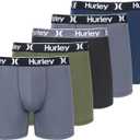 Hurley mens 5 Pack Stretch Boxer Briefs (Small, Charcoal Fern Combo)