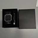 Stainless Steel Watch Band with Case Compatible for Fitbit Versa/Fitbit Sense Bands, Rugged Protective Bumper Metal Wristbands for Men Women (Silver)