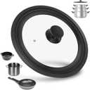 Universal Silicone Lid for Pots, Pans and Skillets From 7" to 12", Tempered Glass Pot Pan Lid Fits for 3 Sizes (7",8",8.5")