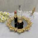 Vanity Tray, Ring Holder Jewelry Ornate Dish, Metal Decorative Makeup Tray for Vanity, Dresser, Bathroom, Bedroom