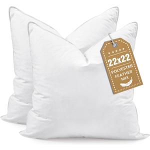 BHZ Euro Throw Pillow Inserts, 22x22 Down Feather Alternative Pillow Inserts Set of 2, Decorative Soft Large Square White Throw Pillows Insert for Couch Bed Dorm Sofa with Breathable Cover