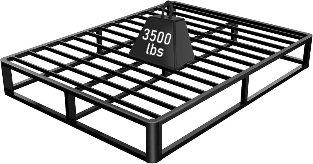 Upgrade Anti Bending and Round Corner Legs 10 inch Metal Full Bed Frame 3500 LBS Heavy Steel Slats Support Platform Bed Frames No Box Spring Needed Platform Noise Free Easy Assembly