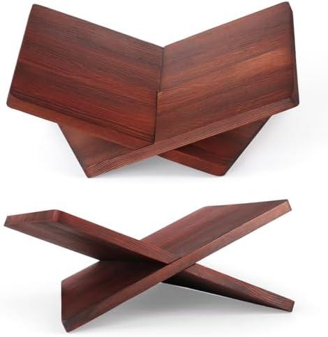 Wood Book Stand for Reading - 15° Angle Book Display Stand for Cookbooks, Textbooks, Sheet Music & Tablets, Magazines (Redwood)