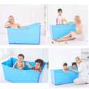 Large Foldable Bath Tub Bathtub for Toddler Children Twins Petite, Blue