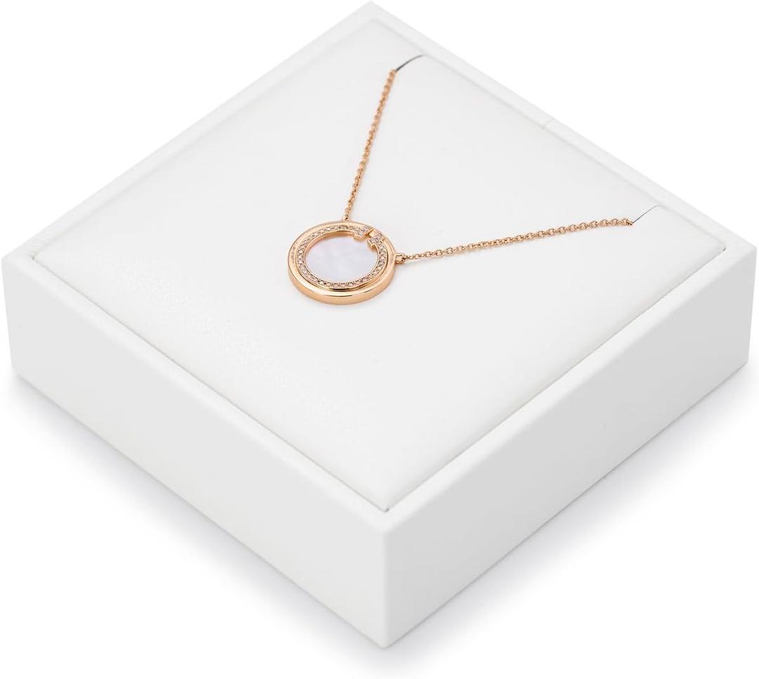 PU Leather Necklace Stand Display Holder Organizer Jewelry Showcase (White)