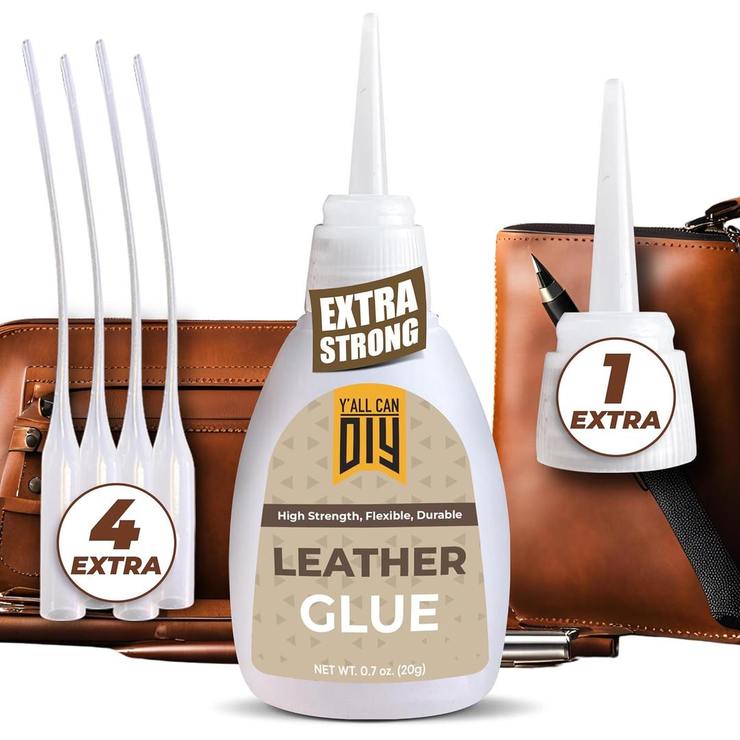 Y'allCanDiy Super Glue for Leather - Leather Glue - Adhesive for Purses, Sofas and Furniture. Heavy Duty Waterproof Cyanoacrylate Based Adhesive for Leathercraft, Upholstery