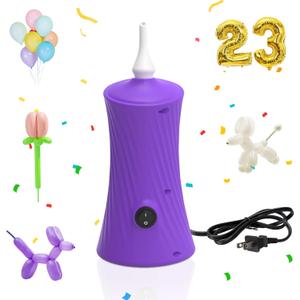 AXHJ Balloon Pump Electric Air Pumps for Long Balloons, Electric Air Balloon Pump, Balloon Inflator for Foil Twisty Animal Balloons in Birthday Party for Decorations (Purple)
