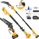 2-in-1 Electric Pole Saws for Tree Trimming, Brushless Cordless Mini Chainsaw 8" with 9.5FT Extension Pole, 16Ft Reach, 4.0Ah Battery, Auto Chain Lubrication, Tool-Free Chain Tension Adjustment