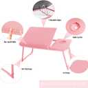 Laptop Desk for Bed Couch, Portable Lap Desk for Laptops, Bed Table for Laptops, Foldable Laptop Stand for Beds, Bed Desk for Writing (Candy Pink)