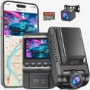 Dash Cam Front and Rear, 4K+1080P Dash Camera for Cars, Built-in Wi-Fi GPS, Included 32GB Card, 2.0'' IPS Screen Mini Car Camera, App, Night Vision, 170Wide Angle, 24H Parking ModeGray