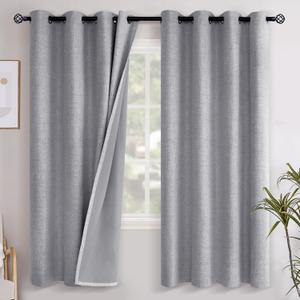 YoungsTex Grey Linen Blackout Curtains for Bedroom 78 Inches Long, Thermal Insulated Window Drapes with Grommet Room Darkening Privacy for Living Room, 2 Panels, 52 X 78 Inch