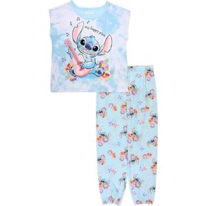 Disney girls 2-piece Loose-fit Pajama Set, Princess Pajamas, Soft & Cute for Kids (4, My Happy Place)