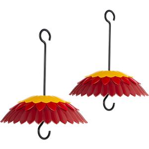 Bird Feeder Rain Guard Cover Dome Skaithee 8" Bird Feeder Baffle for Outside Hummingbird Shade Umbrella with Ant Guard Shepherd Hook, Red Color Attracts Birds & Anti Sun/Rain/Snow (2 Pcs)