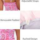 ROSEWE Womens Tummy Control Tankini Bathing Suits, Two Piece Ruched Swimsuits, Floral Print Swimdress with Skirt (Pink, M)