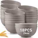 Geosar 18 Pcs Unbreakable Cereal Bowls 24 Oz Microwave and Dishwasher Safe Wheat Straw Fiber Lightweight Bowl for Soup Kitchen Serving Salad Dishes Oatmeal(Gray)