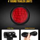 Partsam 8Pcs 4" Round Red LED Trailer Tail Light, 4 Inch Round Led Stop Turn Tail Lights Brake Brake Trailer Lights for RV Trucks, Rubber Grommets and 3-Prong Wire Pigtails Included