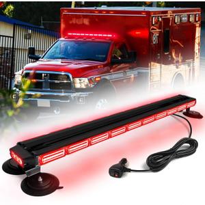 42" 206 LED Rooftop Strobe Flashing Light Bar Double Side Emergency Hazard Warning Beacon Lights w/Magnetic Base for Safety Construction Vehicles Trucks Pickup Snowplow