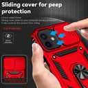 SunStory Compatible with iPhone 12/13 Mini Case with HD Screen Protector & Slide Camera Cover & Rotated Ring Kickstand, [Military-Grade] Phone Case for iPhone 12/13 Mini (Red)