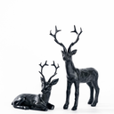 DN DECONATION 2PCS Black Reindeer Figurine Decoration, Small Christmas Resin Deer Statue Sculptures, Simple Black Deer Set for Indoor Home Decor Tabletop Offices Bedroom Living Room Shelf, Gifts