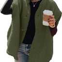 Hongqizo Womens Fuzzy Fleece Vest Casual Oversized Warm Button Down Sherpa Vest Jacket with Pockets (Medium, Green)