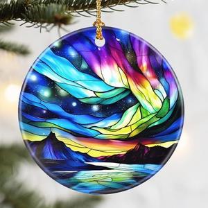 Christmas Ornaments, Dodosky 2.8in Ceramic Ornament, Xmas Decor, Christmas Tree Ornaments, Xmas Decorations for Tree, Holiday Ornament, Gift Ideas, Gifts for Women Men Mom Grandma - Aurora Borealis