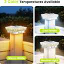 Solar Post Cap Lights 12 Packs for 4x4 Wooden/Vinyl Posts, IP65 Waterproof Fence Post Solar Lights with Warm/Cool/Neutral Lighting, Outdoor Post Lights for Garden, Patio, Porch- White