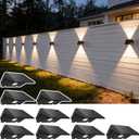 Solar Fence Lights Outdoor, 10 Pack Warm White Up and Down Solar Wall Lights, IP67 Waterproof LED Dusk to Dawn Solar Powered Fence Lights for Patio, Backyard, Deck, Garden, Yard, Outdoor Wall Decor