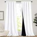 NICETOWN Sturdy Full Shading Curtains for Windows, Super Heavy-Duty Black Lined Blackout Curtains for Bedroom, Privacy Assured Window Treatment (White, Pack of 2, 52-inch W x 95-inch L)