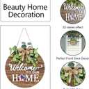 Interchangeable Seasonal Welcome Sign Front Door Decoration, Rustic Round Wood Wreaths Wall Hanging Outdoor, Farmhouse, Porch, for Spring Summer Fall All Seasons Holiday Halloween Christmas.